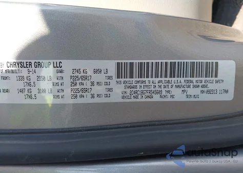 2015 Chrysler Town & Country Touring из США, поврежденный, VIN 2C4RC1BG7FR545609